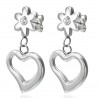 Boucles d'oreilles clous pendants 01 - Coeur et fleur