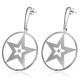 Boucles d'oreilles clous pendants 02 - Cercle avec étoile