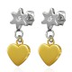 Boucles d'oreilles clous pendants 05 - Coeur jaune et étoile