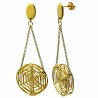 Boucles d'oreilles clous pendants 06 - Toile d'araignée jaune
