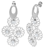 Boucles d'oreilles clous pendants 09 - Quatre flocons