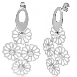 Boucles d'oreilles clous pendants 09 - Quatre flocons