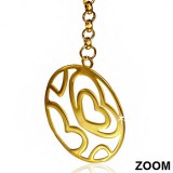 Boucles d'oreilles clous pendants 10 - Cercle jaune avec coeurs