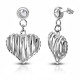 Boucles d'oreilles clous pendants 23 - Coeur strié