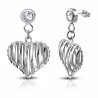 Boucles d'oreilles clous pendants 23 - Coeur strié
