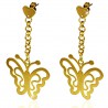 Boucles d'oreilles clous pendants 24 - Grand papillon jaune