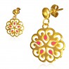 Boucles d'oreilles clous pendants 28 - Rosas jaune et rouge