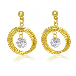 Clous pendants 45 - Gold iP cercles et zircone