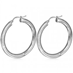 Boucles d'oreilles créoles 06 - Rayées sur un côté