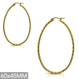 Boucles d'oreilles créoles 07 - Ovale rayé jaune