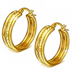 Boucles d'oreille créoles 08 - Jaune centre petits points