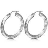 Boucles d'oreilles créoles 14 - Cercle rayé en dôme