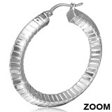 Boucles d'oreilles créoles 14 - Cercle rayé en dôme
