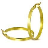 Boucles d'oreilles créoles 22 - Cercle plat jaune