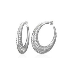 Boucles d'oreilles clous acier 11 - Cercle rayure