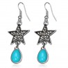 Boucles d'oreilles vintages 01 - Gem turquoise avec étoile
