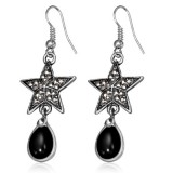 Boucles d'oreilles vintages 04 - Gem noir avec étoile