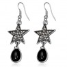 Boucles d'oreilles vintages 04 - Gem noir avec étoile