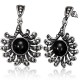 Boucles d'oreilles vintages 06 - Fleur 13 pétales gem noir