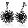 Boucles d'oreilles vintages 06 - Fleur 13 pétales gem noir