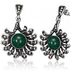 Boucles d'oreilles vintages 07 - Fleur 13 pétales gem vert