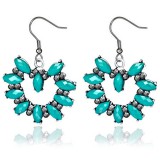 Boucles d'oreilles vintages 08 - Cercle et pétales gems turquoises