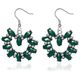Boucles d'oreilles vintages 09 - Cercle et pétales gems verts