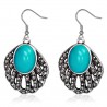 Boucles d'oreilles vintages 11 - Gem ovale deluxe turquoise