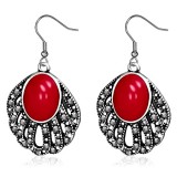 Boucles d'oreilles vintages 12 - Gem ovale deluxe rouge
