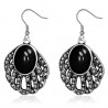 Boucles d'oreilles vintages 13 - Gem ovale deluxe noir