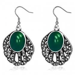 Boucles d'oreilles vintages 14 - Gem ovale deluxe vert