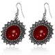 Boucles d'oreilles vintages 15 - Soleil gem rond rouge