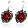 Boucles d'oreilles vintages 15 - Soleil gem rond rouge