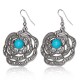 Boucles d'oreilles vintages 17 - Grande fleur rond turquoise
