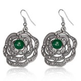 Boucles d'oreilles vintages 18 - Grande fleur rond vert