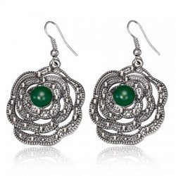 Boucles d'oreilles vintages 18 - Grande fleur rond vert
