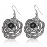 Boucles d'oreilles vintages 19 - Grande fleur rond noir