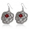 Boucles d'oreilles vintages 20 - Grande fleur gem rouge