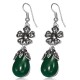 Boucles d'oreilles vintages 24 - Fleur et gem pendant vert