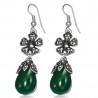 Boucles d'oreilles vintages 24 - Fleur et gem pendant vert