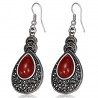 Boucles d'oreilles vintages 25 - Long ovale gem rouge