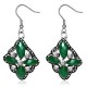 Boucles d'oreilles vintages 27 - Losange quatre gems verts