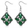 Boucles d'oreilles vintages 27 - Losange quatre gems verts