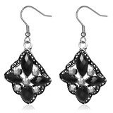 Boucles d'oreilles vintages 29 - Losange quatre gems noirs
