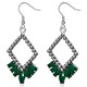 Boucles d'oreilles vintages 32 - Losange et pétales verts