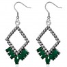 Boucles d'oreilles vintages 32 - Losange et pétales verts