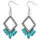 Boucles d'oreilles vintages 33 - Losange et pétales turquoises
