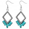 Boucles d'oreilles vintages 33 - Losange et pétales turquoises