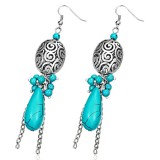 Boucles d'oreilles vintages 34 - Ovale acier avec gems turquoises