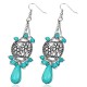 Boucles d'oreilles vintages 35 - Fleurs avec gems turquoises
